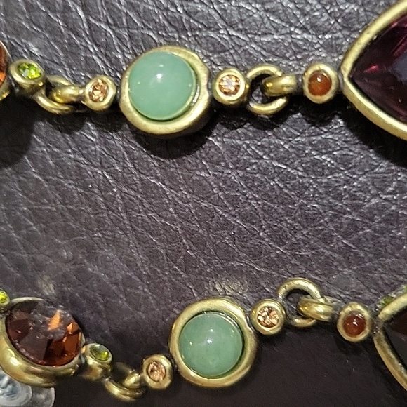 HEIDI DAUS DANGLE W/ FACETED AMBER & PURPLE & GREEN ROUND BEAD EARRINGS PIERCED - Picture 10 of 12